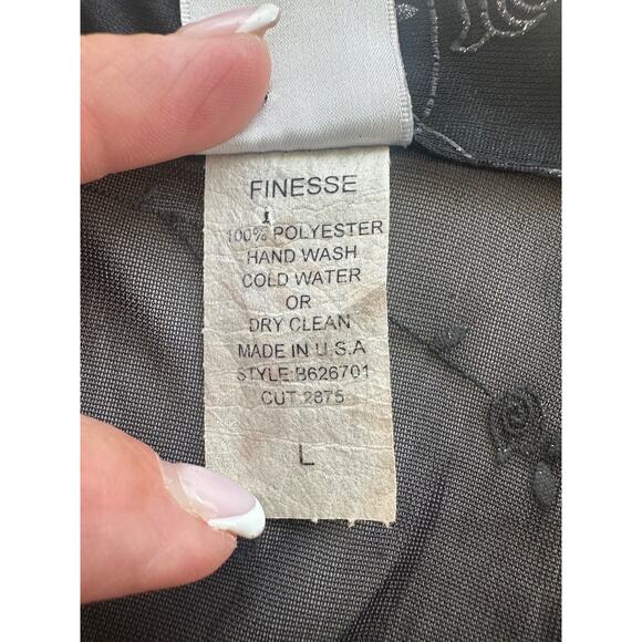 Vintage Womens Sheer Button Front Top Size L Black Y2K Whimsigoth Floral Grunge - Picture 10 of 14